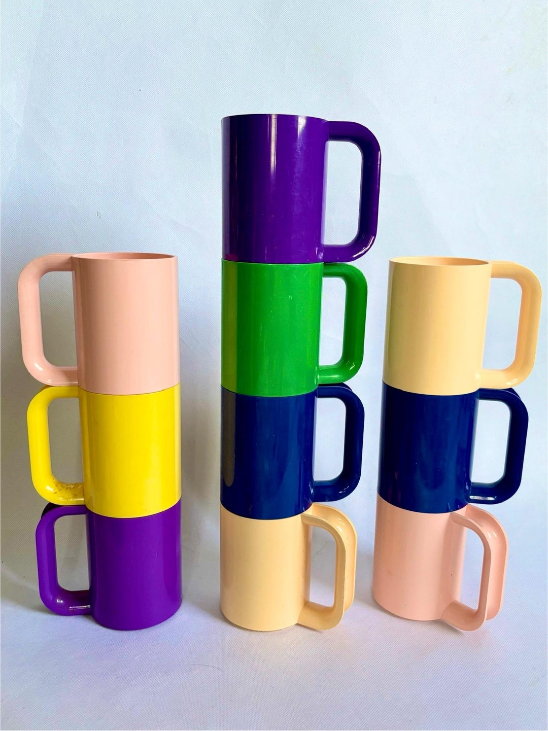 Set of 10 Vintage 70s Heller Ware Massimo Vignelli Mugs 1970s