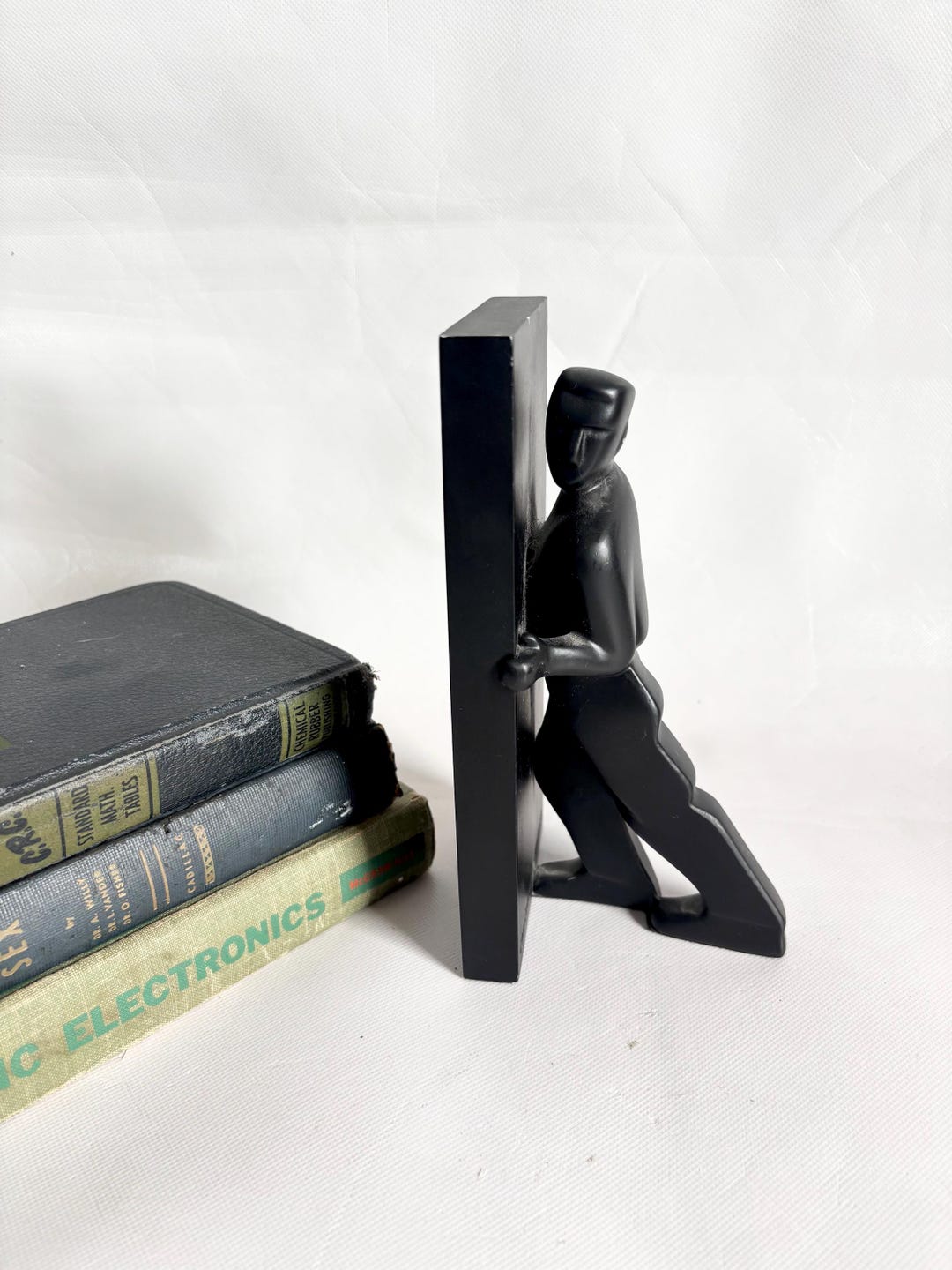Vintage Chris Collicott for Kikkerland Pushing Man Black Bookends ...