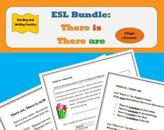 ESL ELL "There is" und ""There are"" Printable Lessons, 9-seitig."