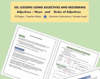 ESL English Printable Using Adjectives and Describing Writing Grammar Speaking Lessons
