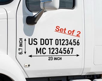 US DOT MC Number Vinyl Decals – Set of 2 | Commercial Truck Compliance Stickers | Weatherproof Vehicle Lettering