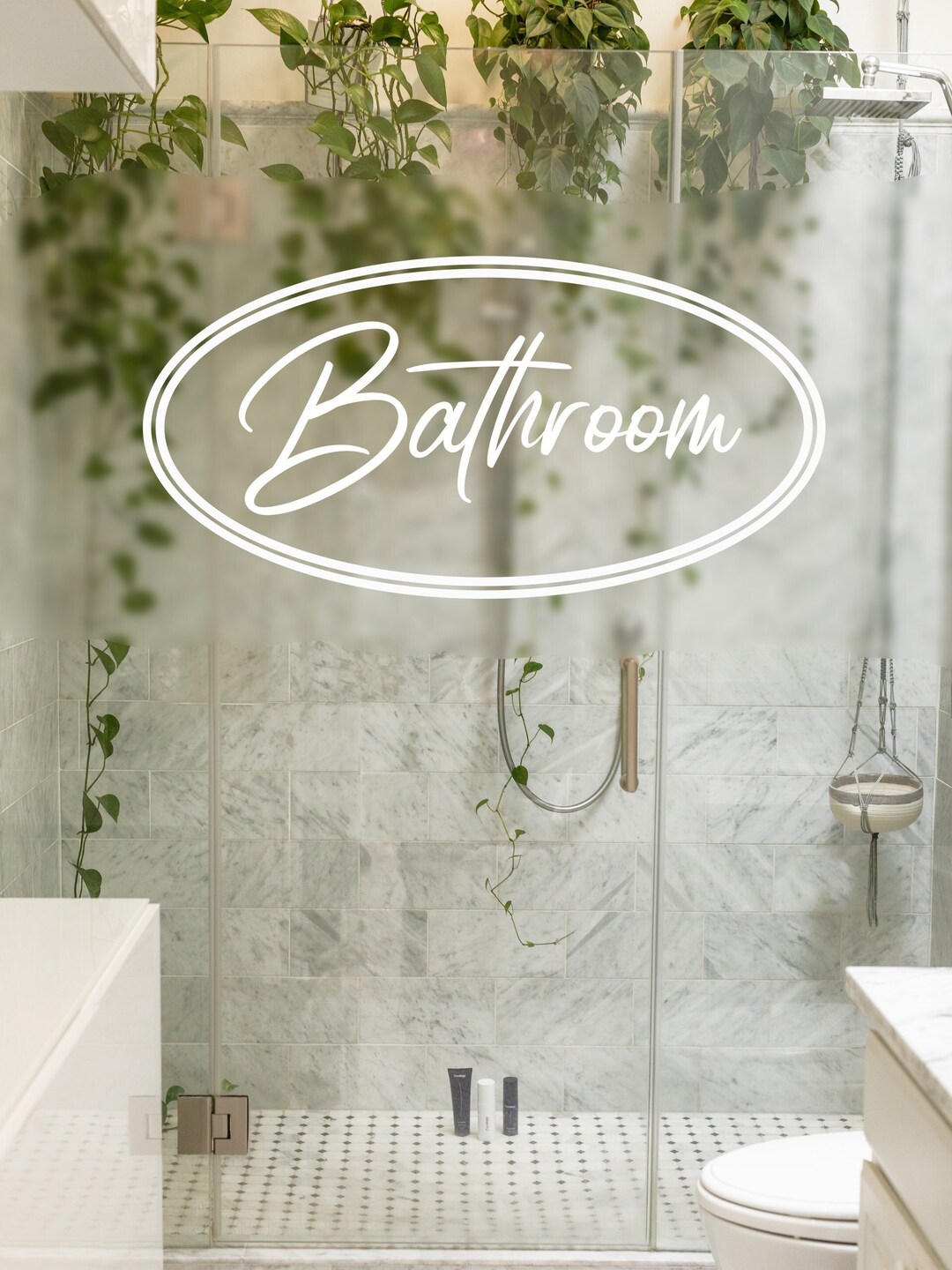 Bathroom Door Decal Sign Bath Glass Door Sticker Bath Sign Vinyl Wall