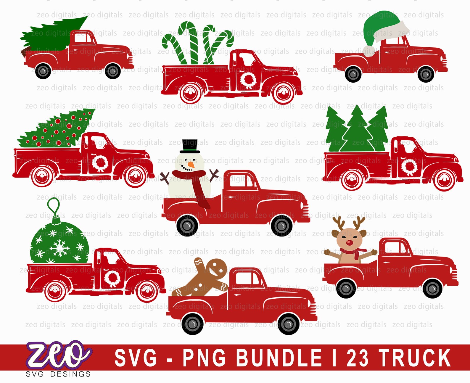 Christmas Truck SVGPNG Bundle, Merry Christmas Svg, Red Truck With