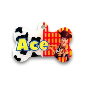 Toy Story Custom Resin Dog Tag: Glitter Pet ID, Handmade Cat Tag