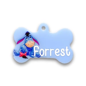 Eeyore Custom Pet ID Tag: Handmade Resin Glitter Dog Tag