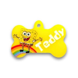 Spongebob Custom Dog Tag, Resin Dog Tag, Custom Pet ID Tag, Puppy Gift, Handmade Pet Tag, Personalised Dog Tag, Cat Tag, Glitter Dog Tag