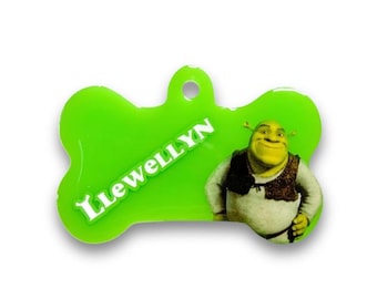 Placa de identificación de resina Shrek personalizada, placa de identificación de resina, diseña tu propia placa de identificación, placa de identificación personalizada para mascota, regalo para cachorro, placa de identificación hecha a mano, placa de identificación hecha a mano