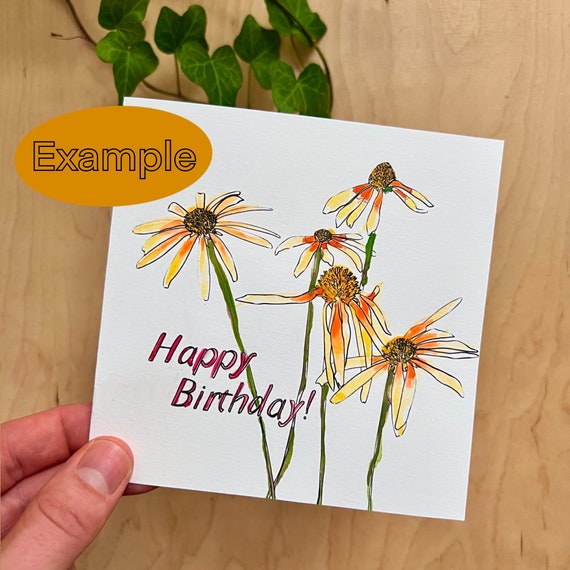Printable Birthday Card Hand-drawn Daisys Card Instant - Etsy