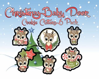 Christmas Baby Deer Cookie Cutters 6 Pack