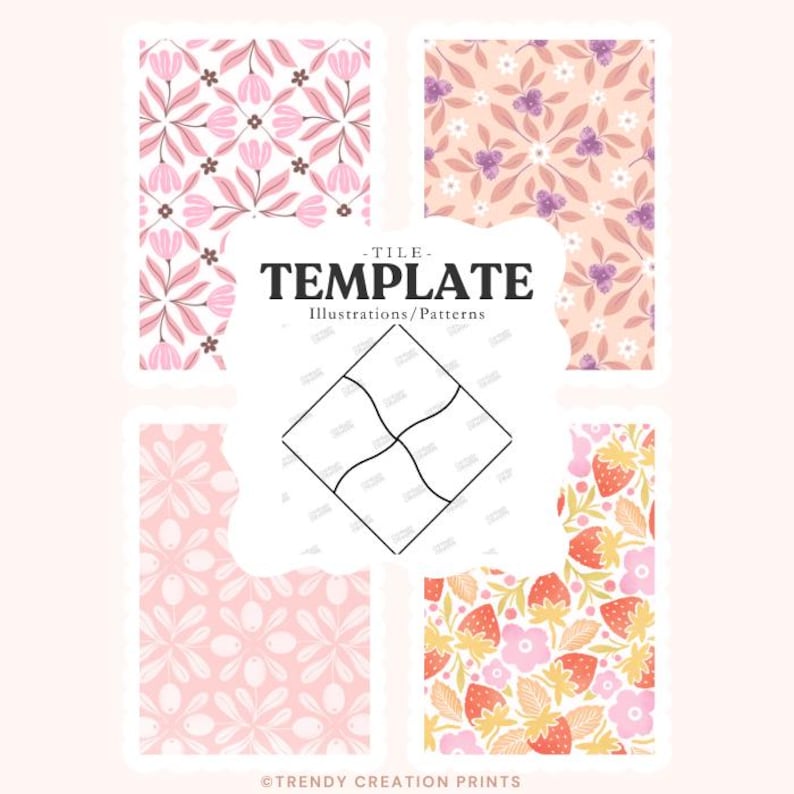 Procreate Seamless Pattern Template, Digital Design Tool (PDF Guide) image 1