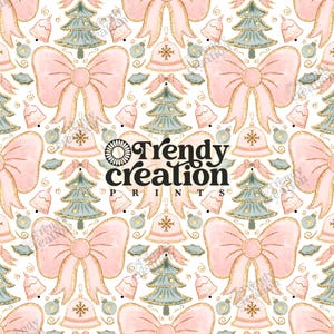 Vintage Christmas Pattern, Bows Pattern, Seamless File, Seamless Repeat Pattern for Fabric Sublimation, Digital Prints, Seamless pattern