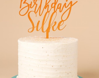 Cake Topper “Happy Birthday” with name – Cake decoration birthday – personalizable and reusable – Cake decoration birthday party