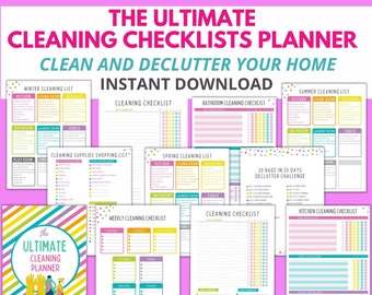 Printable Cleaning Checklist Planner | Daily, Weekly, and Seasonal Cleaning Checklists, PLUS 30 Day Declutter Challenge