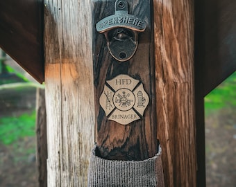 Customized Firefighter Bottle Opener, Post Bottle Opener, Gifts for Firefighters, Firefighter Bottle Opener,  Fire Hose, Firefighter Decor