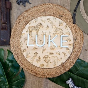 Jungle Baby Name Sign, Custom Jungle-Themed Name Sign, Jungle-Theme Nursery, Baby Shower Gift, Gender Neutral Baby