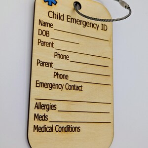 Car Seat Emergency Tag, Emergency ID Tag, Emergency Information for ...