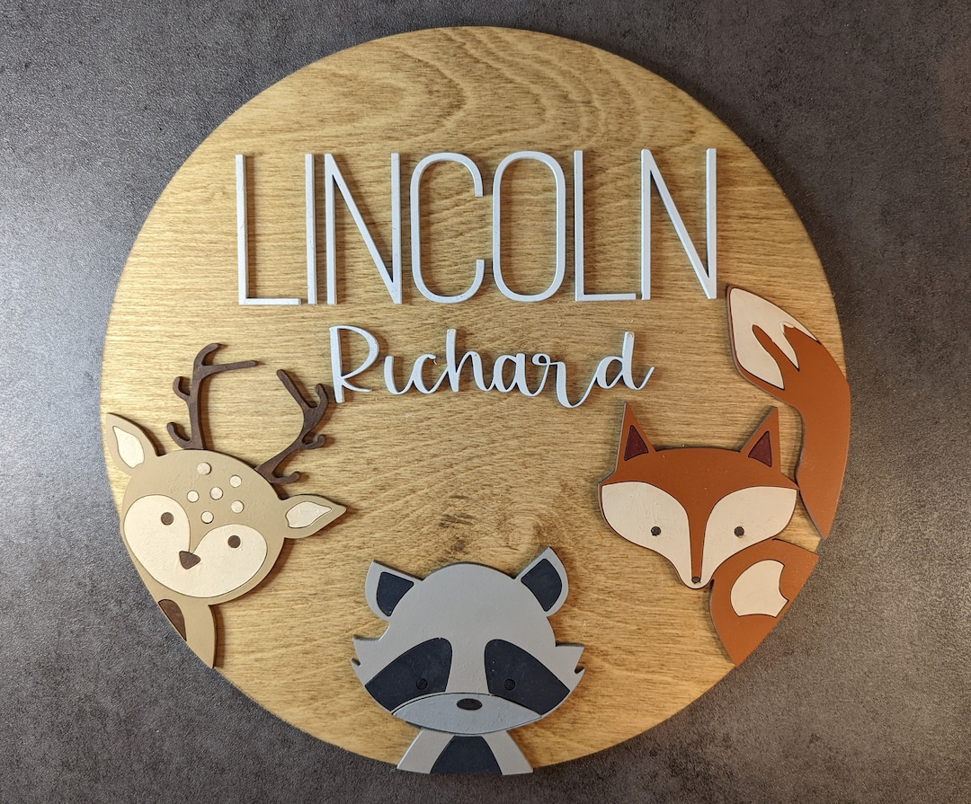 Custom Nursery Sign, Personalized Woodland Creatures Sign, Woodland