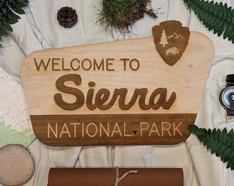 National Park Baby Name Sign: Laser Engraved Wooden Nursery Decor
