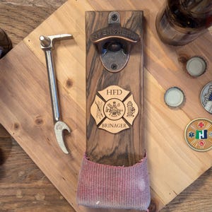 Customized Firefighter Bottle Opener, Post Bottle Opener, Gifts for Firefighters, Firefighter Bottle Opener,  Fire Hose, Firefighter Decor
