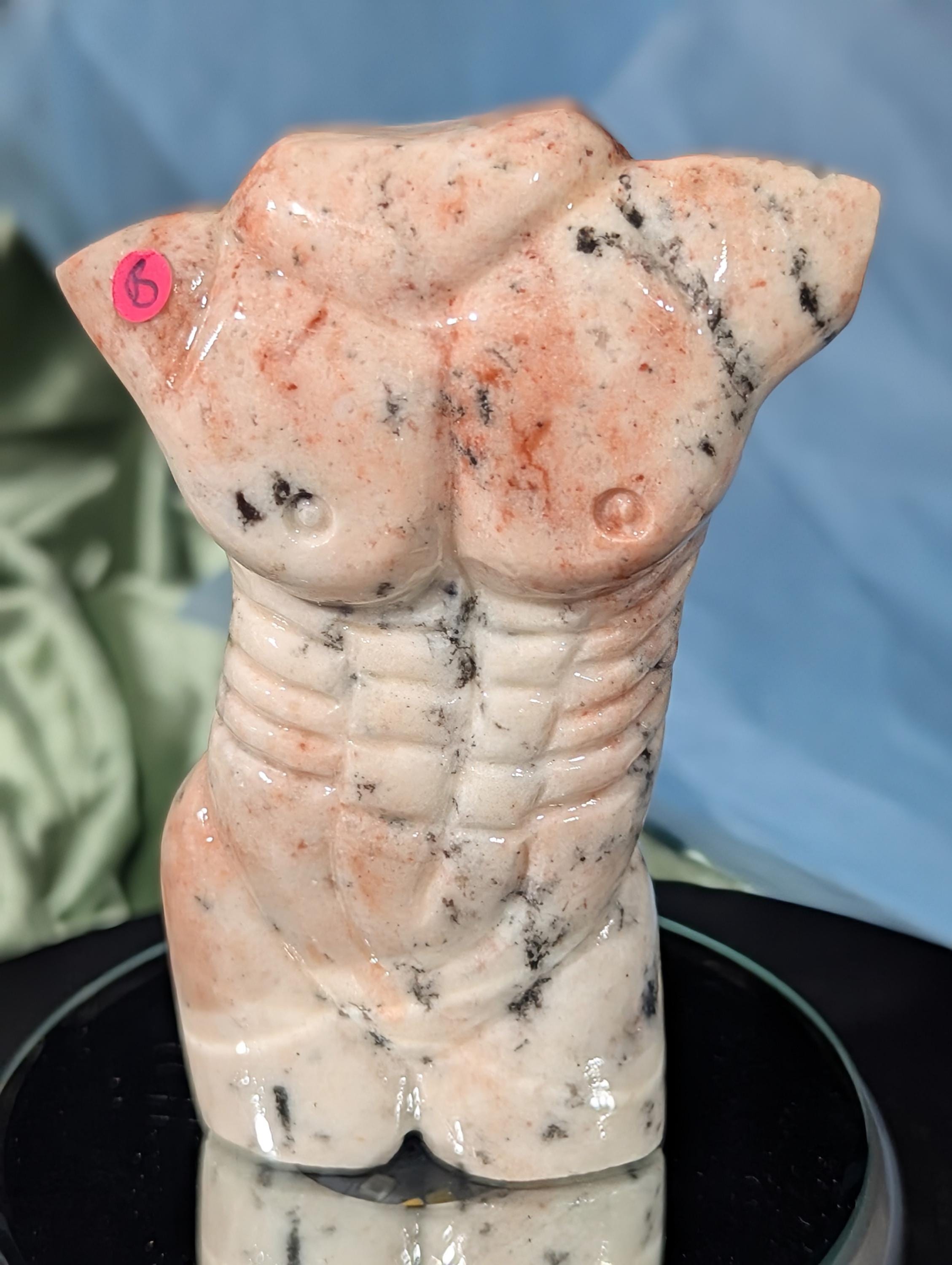 Rhodonite Male Torso Figurine ~ Pink Crystal Male Body ~ Hand Carved ...