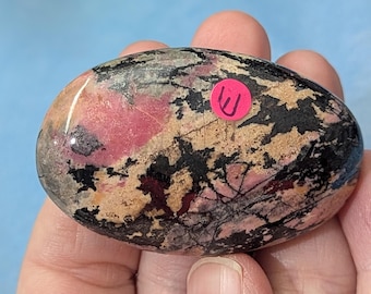 Natural Rhodonite Palms ~ Rhodonite Hearts ~ Hand Carved Rhodonite Palm Stone