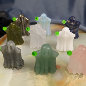 Crystal Ghost Figurines ~ Labradorite ~ Green Aventurine ~ Rose Quartz ~ Green Jade ~Clear Quartz ~ White Jade ~ Pyrite ~ Opalite ~ Sodalite