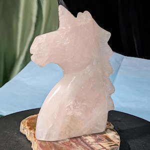 Rose Quartz Unicorn Figurine ~ Hand Carved Rose Quartz Unicorn Figurine
