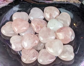 Natural Rose Quartz Heart ~ Rose Quartz Palm ~ Pink Crystal Heart