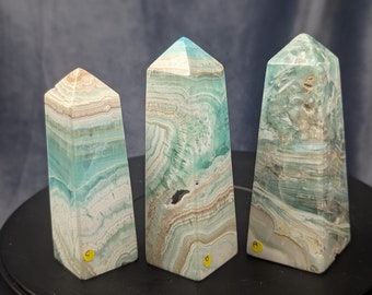 Blue Aragonite AAA Quality Towers ~ Aragonite Towers ~ Blue Aragonite Crystal Towers  ~ Polished Blue Aragonite Obelisk