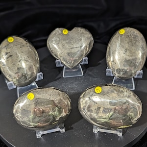 Pyrite Heart and Palms ~ Pyrite Palm Stone ~ Pyrite Crystal Heart