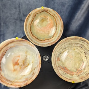 5&quot; Carved Natural Onyx Bowl ~ Onyx Stone Bowl ~ Onyx Smudge Bowl ~ Altar Decor