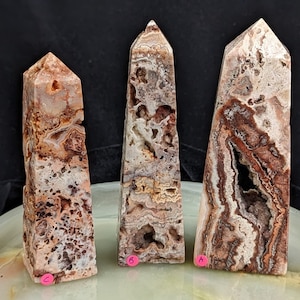 Pink Crazy Lace Druzy Agate Towers ~ Pink Crazy Lace Obelisk ~ Crazy Lace Generator