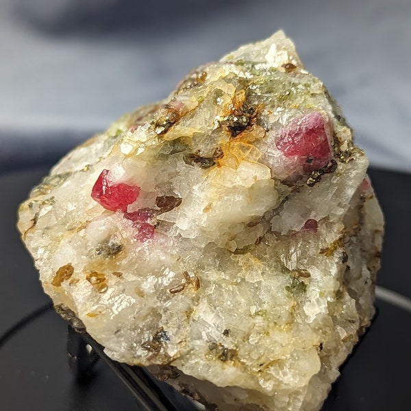 Red Spinel Specimen from Pakistan ~ Rough Red Spinel ~ Red Spinel in Calcite Matrix ~ UV Reactive