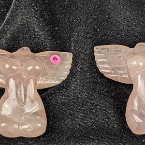 Rose Quartz Angel Winged Lady Body ~ Hand Carved Rose Quartz Winged Goddess Figurine