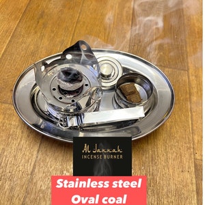 Arabian Incense Coal Diffuser Bakhoor Oud Burner Mabkhara Frankincens Lobaan (Stainless Steel Oval)
