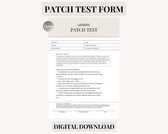 Aanpasbaar patch-testformulier, schoonheidsspecialiste-patchtestsjabloon, huidpatchtestformulier, huidpatchtestformulier klant, klantformulier schoonheidsspecialiste