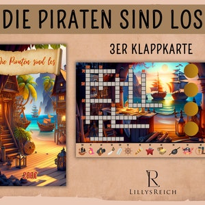 Klappkarte l Die Piraten sind los l Kreuzworträtsel l Rubbelchallenge