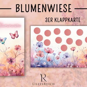 Sparchallenge I Blumenwiese I Rubbelchallenge I 3er Klappkarte