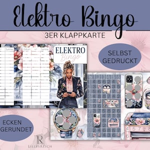 Elektro Bingo Sparchallenge A6 Klappkarte mit Rubbel und Würfelspiel Sparspiel für Technikfans passend für Budget Binder