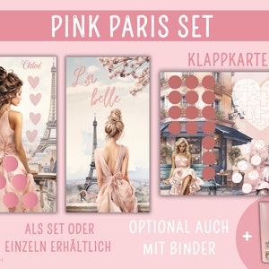 Pink Paris Binder l Sparchallenges I Set I Frankreich l Umschlagmethode