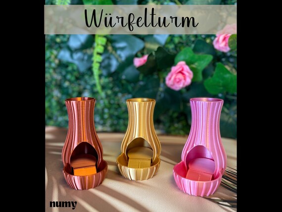 Würfelturm 3D Druck Vase Design Pen and Paper Zubehör verschiedene Farben DND Dice Tower Budgeting Challenge