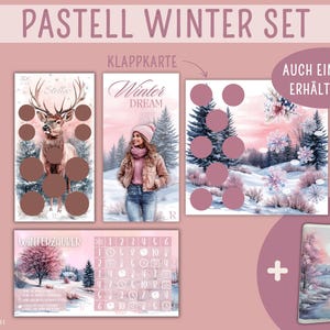 Pastell Winter Set I Klappkarte l Rubbel Challenge l Motivbinder l Umschlagmethode