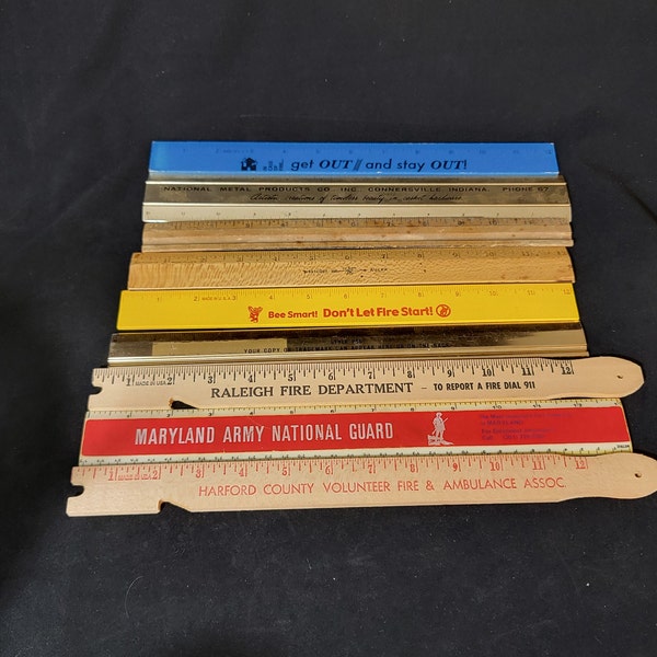 Lot of 9 Vintage Advertising Rulers