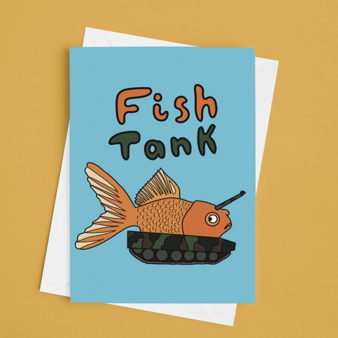 Funny Fish Tank Pun Birthday Card Illustrated Octopus A6 Etsy