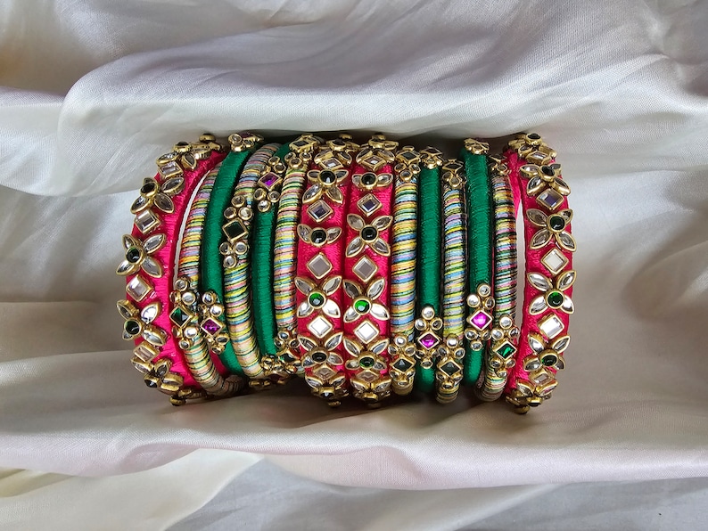 Silk Thread Kundan Bangles - Etsy