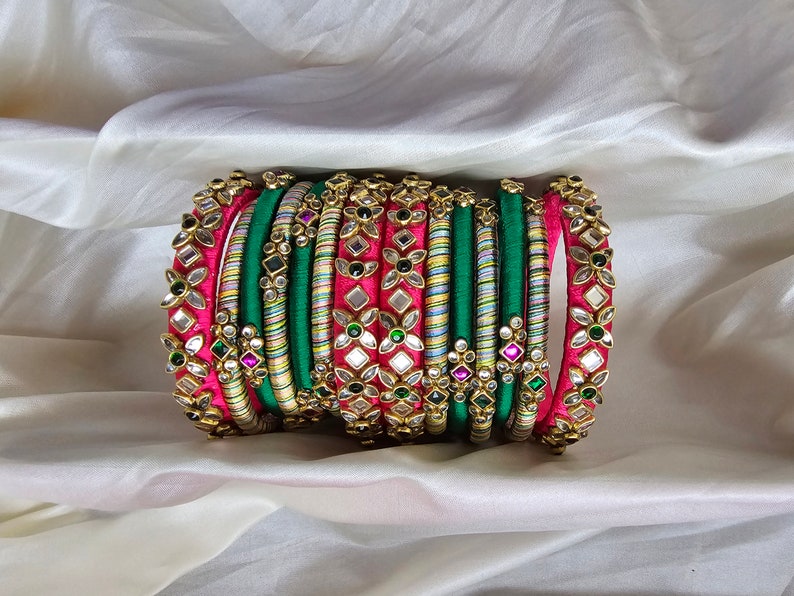 Silk Thread Kundan Bangles - Etsy