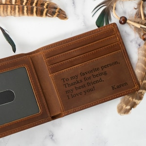 Las mejores ideas para regalos de Navidad, billetera personalizada grabada, billetera de cuero, billetera para hombre, billetera personalizada, regalo de cumpleaños para él, regalo para papá