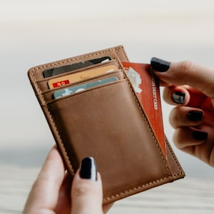El mejor regalo de Navidad para hombres, billetera delgada para hombres, tarjetero delgado para hombres, billetera minimalista, billetera delgada de cuero para hombres, regalo para esposo, regalo para él
