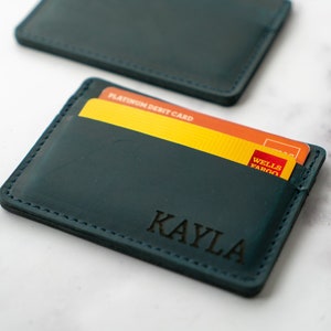 Billetera navideña minimalista, billetera emergente para tarjetas de crédito, billetera unisex, tarjetero personalizado, billetera ultradelgada de cuero para hombres, billetera para mujeres