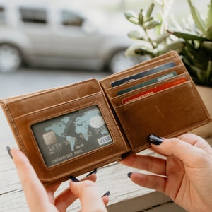 Los mejores regalos de Navidad, regalo grabado para papá, billetera para hombres, billetera para hombres, billeteras para hombres, billetera para padrinos de boda, billetera personalizada para hombres, regalos de cuero